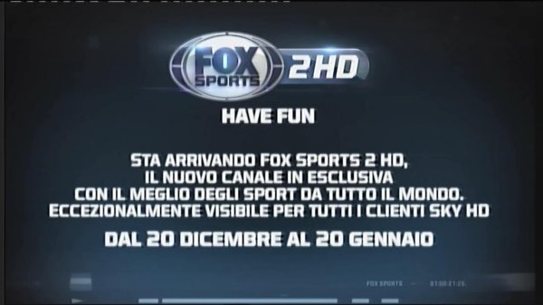 Fox Sports 2 HD visibile fino al 20 Gennaio a tutti gli abbonati Sky HD