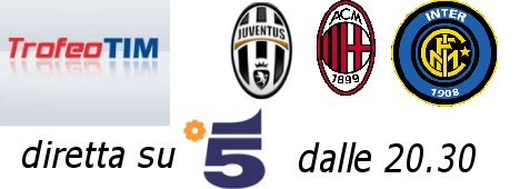 Calcio, Trofeo TIM 2011 - Juventus v Milan v Inter in diretta su Canale 5